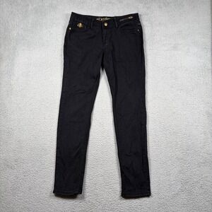 Dereon Womens Black Skinny Jeans Full Back Zipper Sz 9/10 Y2K Biker Rocker Moto